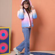 Girls Puffer Hooded Zipper Jacket