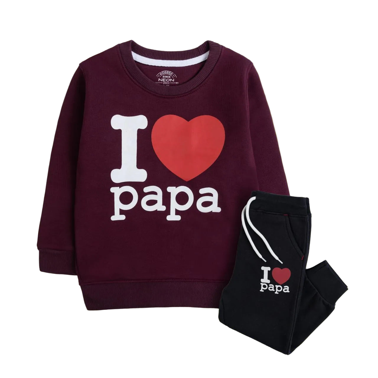 Boys burgundy Papa Love sweatshirt and black jogger set